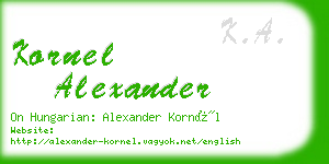 kornel alexander business card